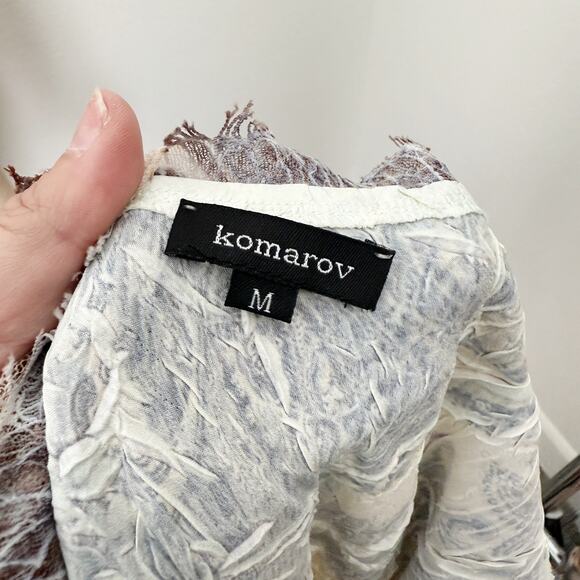 [Komarov] Brown Paisley Print V-Neck Fall Flutter Sleeve Midi Dress Sz Medium M - Picture 10 of 11